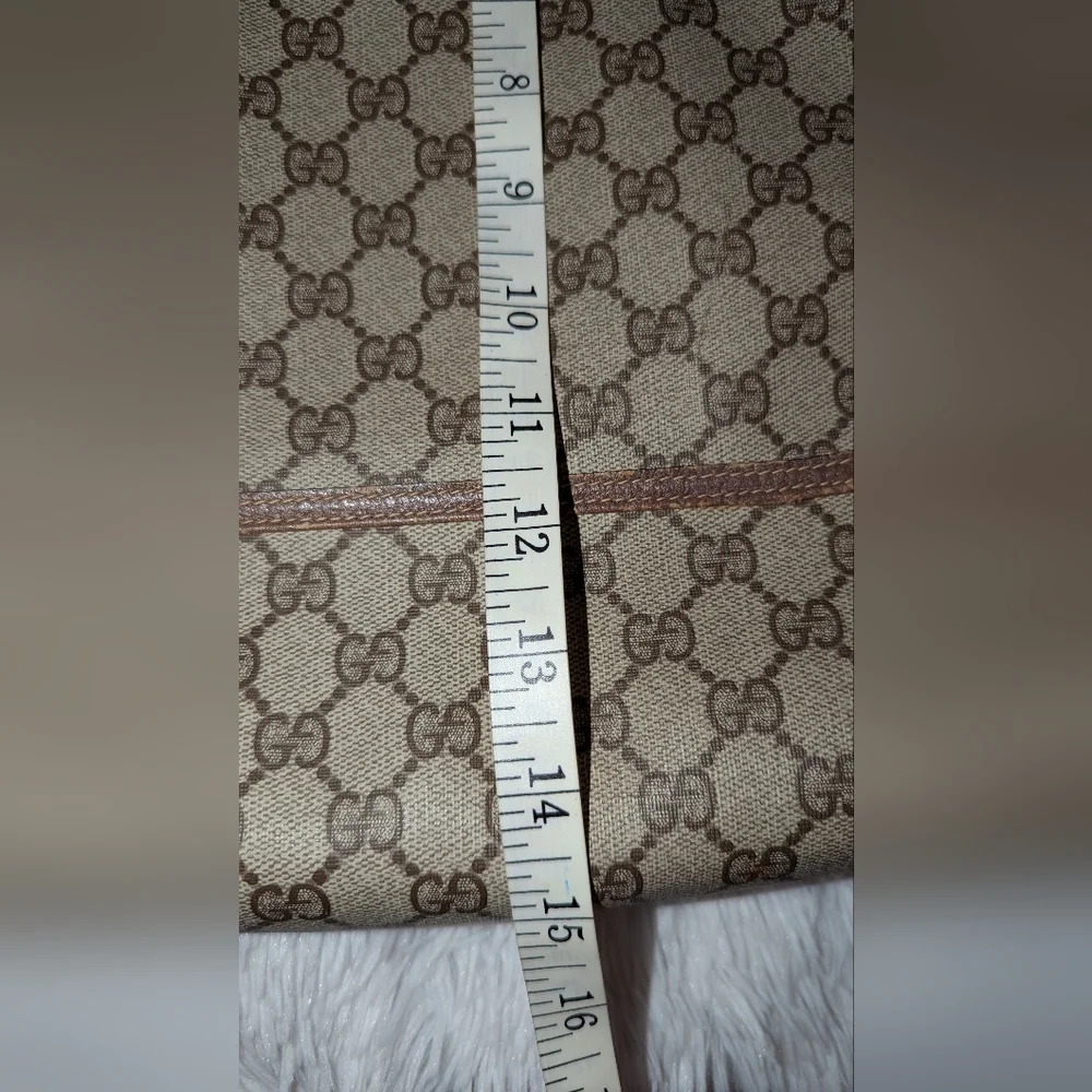 Gucci Ophidia Sherry Line Coated Canvas Tote Bag Brown Tan GUC - Picture 15 of 16